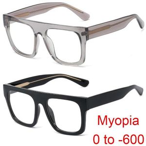 Солнцезащитные очки крупные квадратные миопийские бокалы для чтения мужчин Женщины дизайнер бренд Vintage Негабаритные очки рамы близости от 0 до -6 0251y