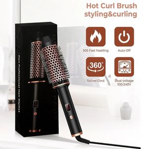 Irons Thermal 1.5 Inch Heated Ceramic Curling Iron Volumizing Heating Round Brush Travel Hair Curler Comb