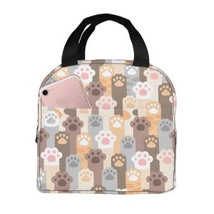 Bags Lunch Bag Cat Paw Footprint Thermal Insulated Lunch Box Tote Cooler Bag Bento Pouch Lunch Container Food Storage Bag