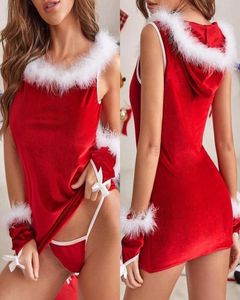 Women039s Sleep Fear Sexy Święty Mikołaj Claus Christmas Red Babydoll Sukienka bielizny