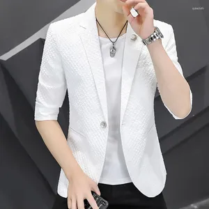 Men's Suits Blazer Men Half Sleeve Suit Jacket Summer Homme Male Korean Slim Fit Casual Fashion Trend Dress Asian Size 3XL-M