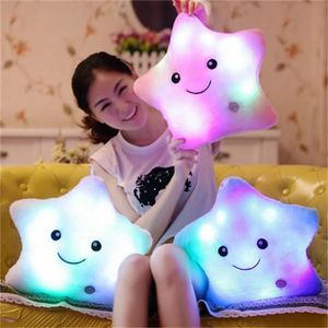 Creative Toy Luminous Pillow Soft Stuffed Plush Glowing Colorful Stars Cushion Led Light Toys Gift For Kids Children Girls 231222