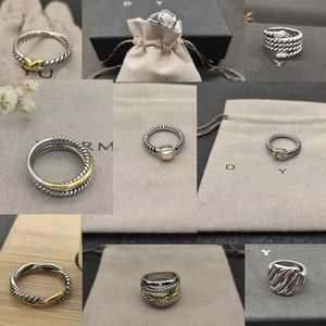 dy ring ring twisted gold weddingband rings for men for women holidyギフトクロスセットダイヤモンドデザイナーレトロ925シルバーパーソナライズされた高級ジュエリー付き箱