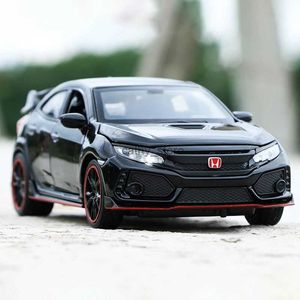 Electric/RC Car 1 32 Honda Civic Type-R Diecasts Toy Vehicles Metal Car Model Electronic Light Collection Car Toys for Children Barn Boy Giftl231223