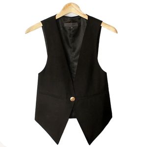 Vests #0726 Black Office Vest Women Single Buttons Sexig kort Vest Coat Female Slim Elegant Vneck Korean Fashion Woman Vest Waistcoat