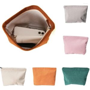 Cosmetic Bags Corduroy Solid Color Bag Large Capacity Women's Zipper HandBag Wallet Travel Girl Storage Case