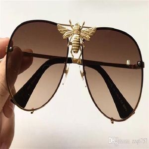 New fashion popular designer sunglasses Big bee 2238 rimless UV lens top quality steampunk outdoor style316q