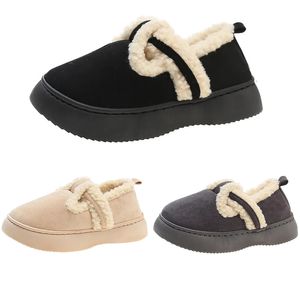 Kvinnor Casual Shoes Designer Päls Slip On Cotton White Deep Green Khaki Gray Black Plush Shoes Womens Soft Sules Outdoor Winter Trainers Sneakers