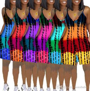 Summer Mulheres Jumpsuits Designer Tie Dye Impresso Os macacões soltos Sexy Sleeseless Sling Romper Summer Sport Sport Pants Plus Size S51352858