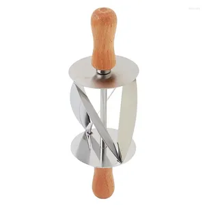 Baking Tools Stainless Steel Croissant Dough Roller With Wooden Handle Cutting Making Cookies Cutter Tool Kitchen
