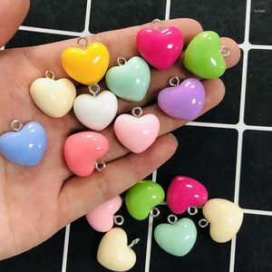 Charms 20pcs gemischte pralle Herzen lieben Harz süß süßes buntes Ohrringarmband Anhänger Dekor DIY Juwely Make