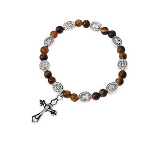 Tiger Eye Stone Cross Vintage Fashion Hand Decor Obsidian Nowy łańcuch ręki Łańcuch ręczny