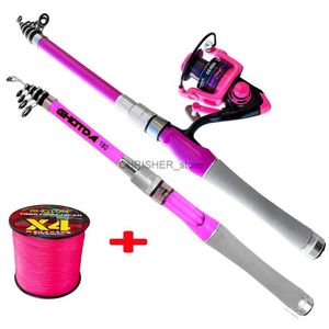 Boat Fishing Rods Portable Telescopic Fishing Rod Combo1.5-2.4m Fishing Rod and 2000 3000 4000 Spinning Reel Fishing Line Kit For Freshwater PescaL231223