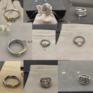 Yeni Sıcak Satış Dy Ring Twisted Altın Aly Band Ring Erkekler için Lüks Hediye Çapraz Elmas Tasarımcı Retro 925 Gümüş Dy Ring Kişiselleştirilmiş Takı Kutu