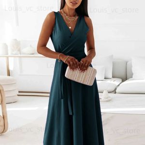 Urban sexy Kleider Neues Frauenkleid elegante Schnüre -up -formale Party Langes Kleid Sommer lässiger ärmellose Hochtaille Abend Maxi Kleider für Frauen T231223