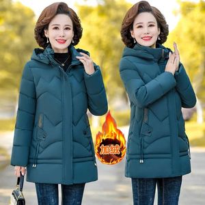 Korki damskie płaszcze płaszcze plus wielkości ubrania dla kobiet w średnim wieku i starszych matek noszą gęste czyste kolory kurtki zimowe