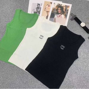 Women's T-Shirt Tank top anagram crop tank designer T Shirts Women Knits Tee Knitted Sport Tops Woman Vest Yoga Tees Green size fashions all-match 8845ESS