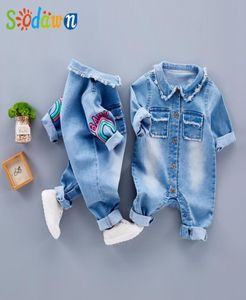 Sodawn 2018 spädbarnskläder unisex babykläder söt tecknad giraff regnbåge baby långärmad baby kostym mode barn kläder y5711366