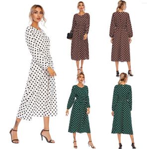 Casual Dresses Party Elegant For Women's Women's Sprin and Autumn Chiffon Polka Dot Print Round Neck Cute Winter