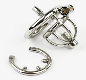 Novo dispositivo de castidade de escravidão masculino super pequeno com o anel de cateter de pico uretral BDSM Brinquedos sexuais de aço inoxidável Cinturão curta C1205747