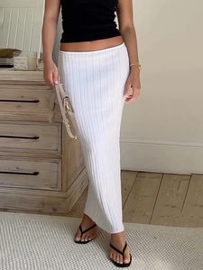 Dresses Tossy Summer Knit Long Skirt Women Sexy Holiday Party Beach CoveUp Midi Skirts Dropped Waist See Through Wrap White Maxi Skirt