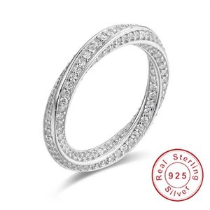 Real Eternity Ring Luxury Full Stone Birtnstone 925 Sterling Silver Women Wedding Rings Engagement Band Jewelry Size 5-10 Gift249i