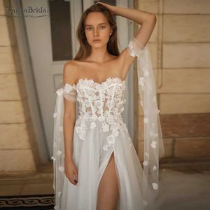 Five dita guanti a manicotto di tulle lungo con fiori di pizzo 3D Boho Romantic Wedding Accessori DG134L231223