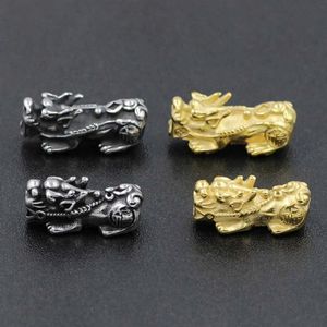 Pulseiras vintage tropas corajosas 3mm buraco 316l aço inoxidável fengshui pixiu espaçador contas caber pulseira masculina diy jóias fazendo atacado