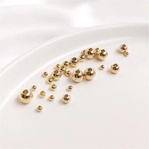 Braccialetti Perline rotonde riempite in oro placcato 14k Perline sfuse Bracciale fai da te Primi gioielli Accessori in materiale con perline fatti a mano
