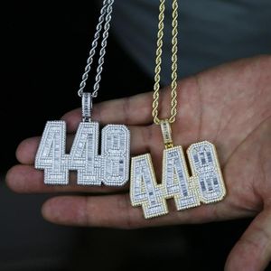 Catene ghiacciate grandi ciondoli di grande numero 448 con la collana a catena a corda lunga 5A bianca piena per uomini per uomini amici hip hop ebreo263p