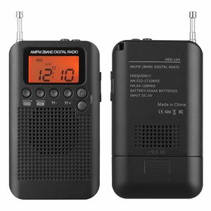 موصلات ميني جيب الراديو التلسكوبية هوائي مكبر صوت محمول AM/FM 2Band Radio Digital Radios مع سماعة الرأس