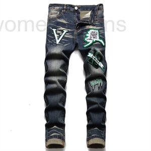 Luxus -Herren -Jeans -Designer -Marke Europäer für Männer Hosen Ripped Trend Jean Hombre Stickerei Marke Skinny Pant Men Hohose 6r