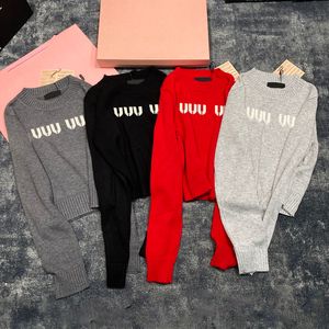 Croped Women Jumper Tops Shirt Letters Round Neck Long Sleeve Jumpers Tees Sticked Long Sleeve Sweaters Top