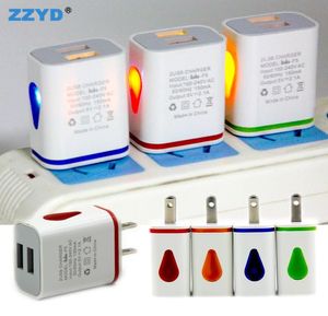 Zzyd Led Dual USB -порт настенный зарядное устройство Waterdrop Travel Charger Adapter US EU Plug Home Зарядка для Samsung S8 Galaxy 7 Смарт -телефон1886700