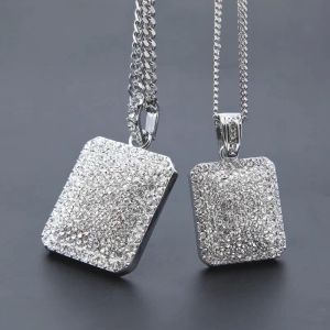 2024 Designer Modna luksusowe męskie złotą kubańską łańcuch modny biżuteria hip -hopowa z pełnym rhinestone bling Diamond Tag