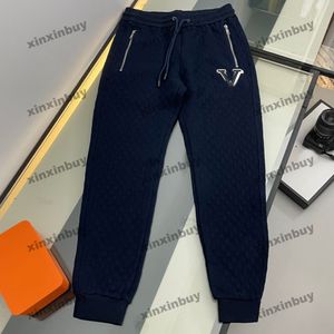 Xinxinbuy 2024 Erkek Kadın Tasarımcı Kot Pantolon Pamuk Jacquard Kumaş Paris Set Soath Pantolon Siyah Mavi Gri S-2XL
