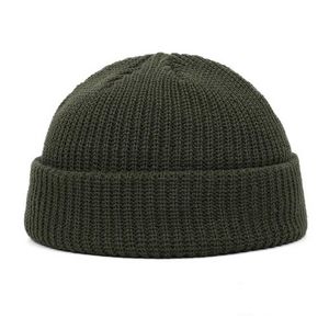 Män stickad hatt beanie skullcap sjöman docker fiskare manschett brimlös mössa vinter varmare termiska hattar solida stickade par hattar