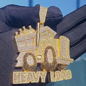 Nytt trendigt guldpläterat fullt bling cz iced ut lastbil hänge halsband för män kvinnor mode bar dj hip hop smycken