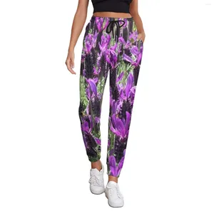 Women's Pants Beautiful Lavender Autumn Purple Flowers Print Casual Joggers Womens Street Fashion Graphic Trousers Big Size 2XL