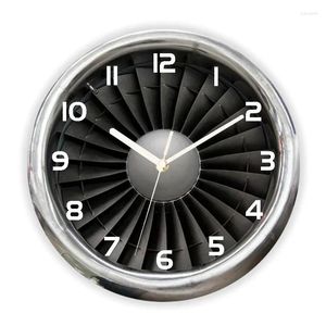 Wall Clocks Funny 3D Modern Jet Turbine Engine Cowling Air Plane Large Clock Watch Aviation Aircraft Bedroom Home Decor Gift