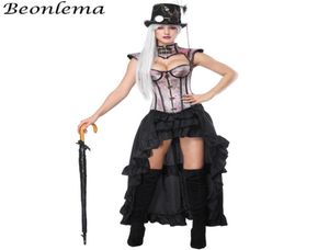 Beonlema kadın cosplay korsaj ceket mavi toka korse kawaii pembe budiers seksi sütyen siyah uzun elastik etek aşırı üstleri 8332834