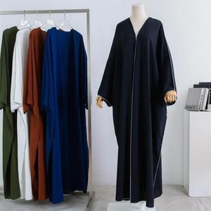 Ethnische Kleidung Frauen Eid Muslim Abaya gegen Neck Cardigan Dubai Arabische Marokko Abayas Ramadan lässig locker Robe Kaftan Spleiß Islam Winter