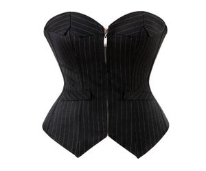 Czarne w paski w stylu garnituru Shapewear Kobiety Overbust Zapip Bustier bez ramiączek Corselet Slim Body Shaper plus rozmiar S6xl Corset Tops4533486