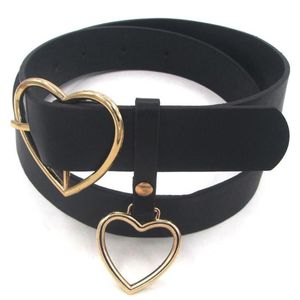 Black Belts Classic Heart Buckle Design New Fashion Women Women Faux Leather Acessório de Costas Ajustável Cincha para Girls204J