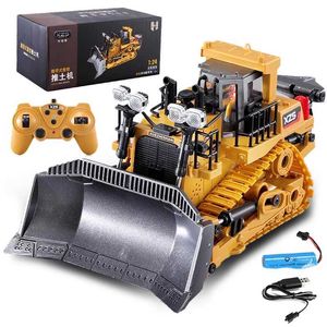 Electric/RC Car 1 24 2.4G Fjärrkontroll Crawler Heavy Bulldozer Dump Truck 9 Channel Children RC Engineering Vehicle Kids Toy for Boys Giftl231223