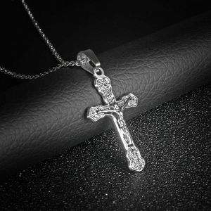 Hänghalsband Testamentets evangelium Jesus på Cross Jewelry Titanium Steel Halsband Kristendom Retro Religiös tro kedja LP2967
