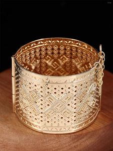 Bangle 1 Pcs Moroccan Style X-Shaped Open Metal Bracelet With Cutout Polka Dot Design For Women Decorative Jewelry