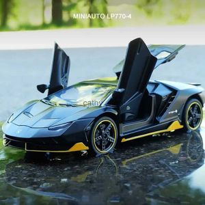 Electric/RC Car 1 32 Lamborghinis LP770-4 750 Alloy Sports Car Model Diecasts Metal Pull Back Sound and Light Car Model Kids Toy Collection Giftl231223