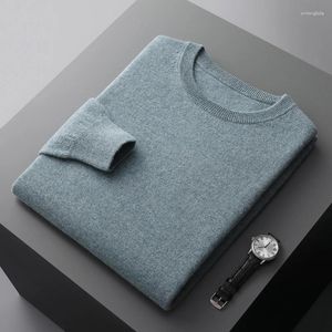 Camisolas de lã Merino Sweater Merino decote O-pescoço de malha de mangas compridas Top de moda casual de cor sólida