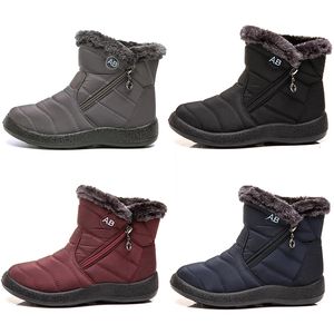 Designer warme Damen Schneestiefel Helle Baumwollwomen Schuhe schwarz dunkelrot rot grauer Winter -Knöchel Stiefel Outdoor Sport Sneaker